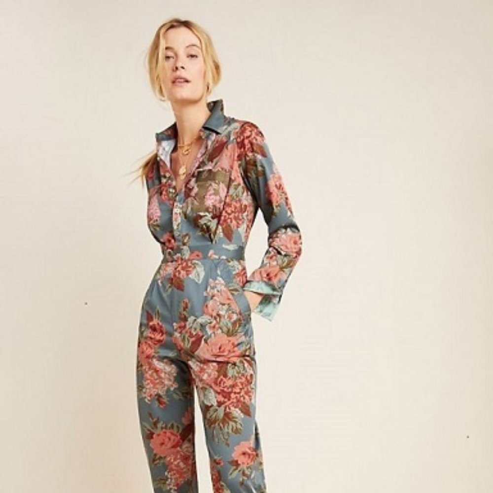 NEW Anthropologie Fiona Utilty Jumpsuit Floral